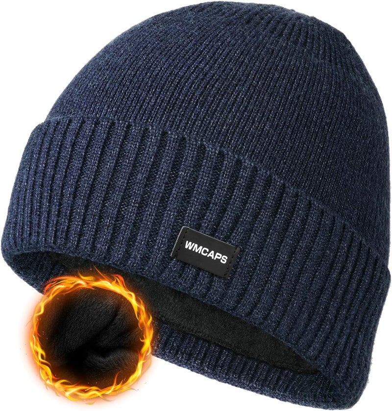 Wmcaps Winter Men Women Fleece Lined Beanie Knitted Hats, Soft Thermal Stocking Skull Caps for Cold Weather - Image 1